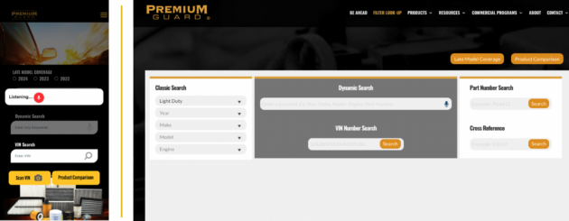 premium guard filters mobile app and ecatalog screenshots