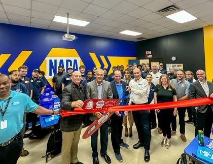PGI NAPA and UTI teams commemorate completion of 13 NAPA Gold branded classrooms at NASCAR Technical Institute ribbon cutting ceremony